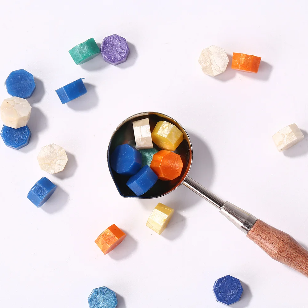 Retro Wooden Handle Sealing Wax Bead Tablet Melting Spoon for Scrapbooking