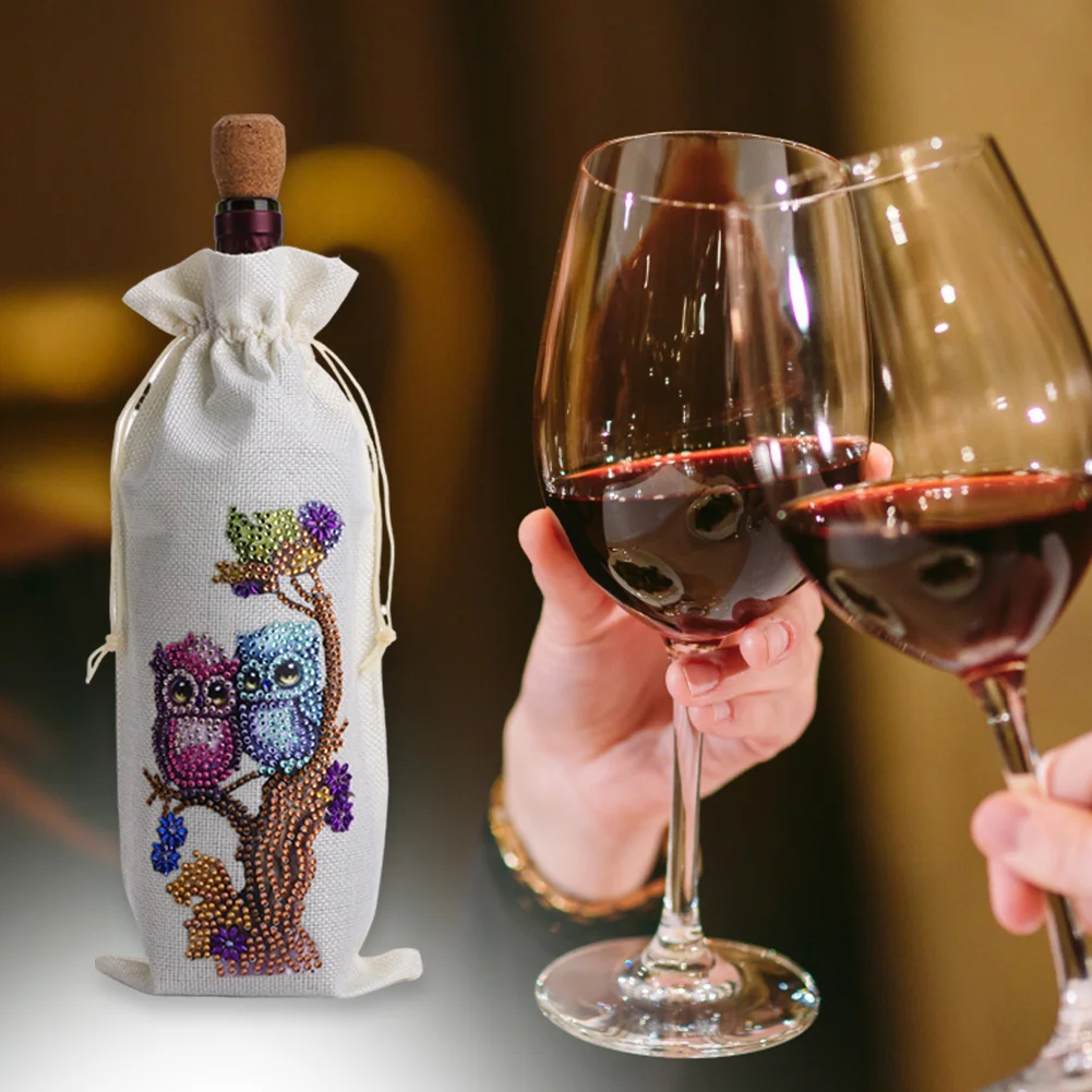 DIY Ow Diamond Painting Wine Bags Creative Diamond Art Liquor Bottle Covers