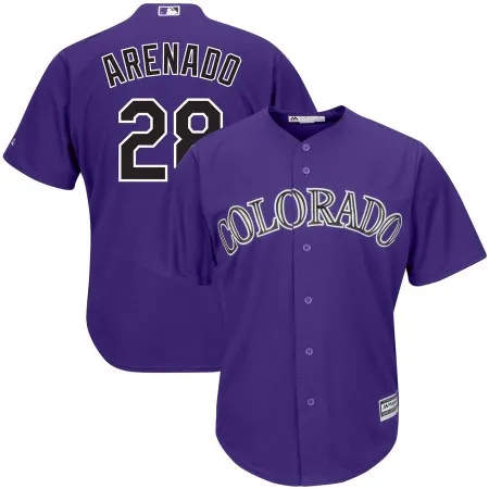Men's Colorado Rockies #28 Nolan Arenado Purple Cool Base Stitched MLB Jersey TDMG