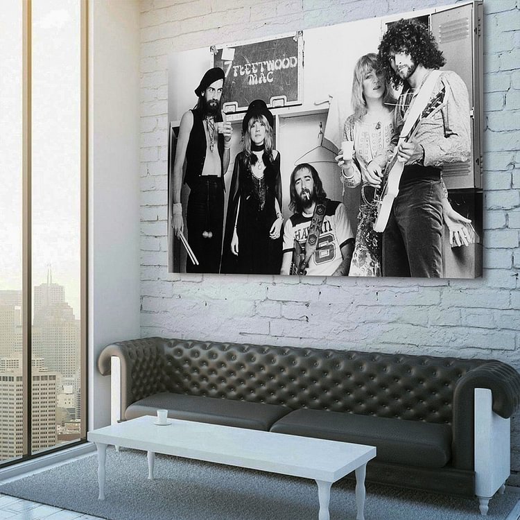 Fleetwood Mac 1970's Black and White Canvas Wall Art MusicWallArt