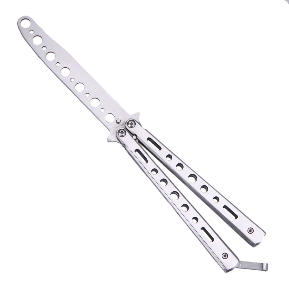 

Chic Metal Practice Butterfly Balisong Trainer Training Knife Dull Tool-94289, Silvery, 501 Original
