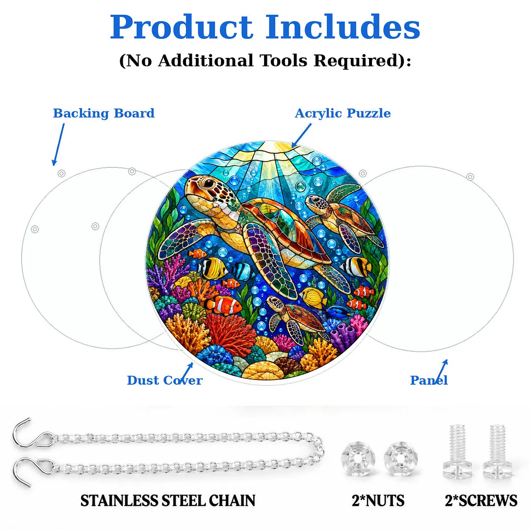 Sea Turtle Reef Stained Glass Suncatcher Puzzle