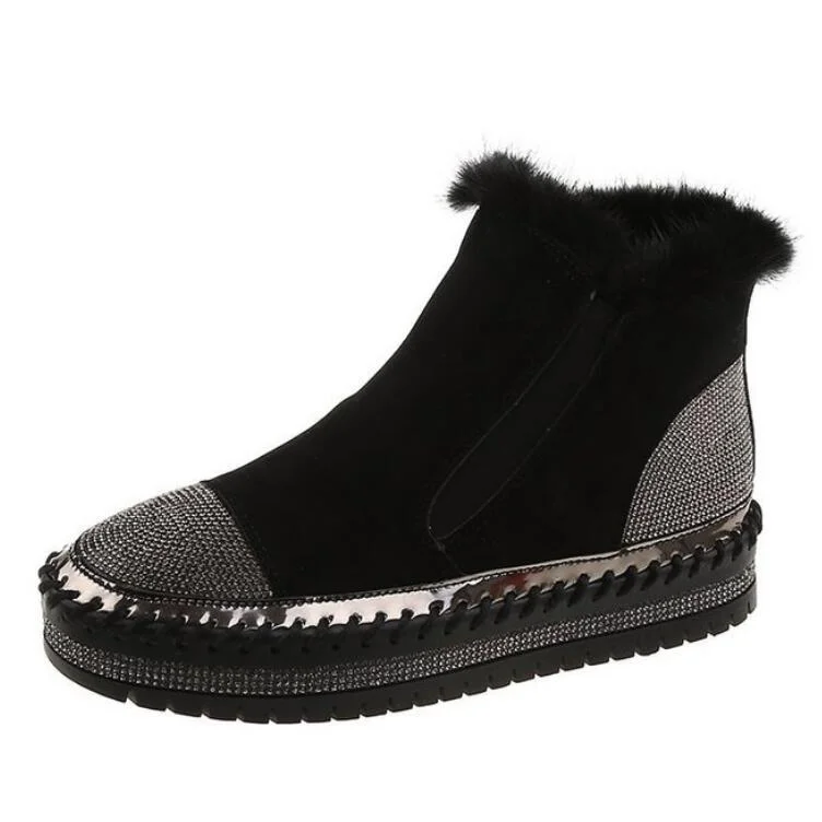 Women Ankle Boots Flats Wedges Shoes Woman Vintage Winter Warm Autumn Slip on Shoe Chaussures Femme Zapatos Mujer Sapato