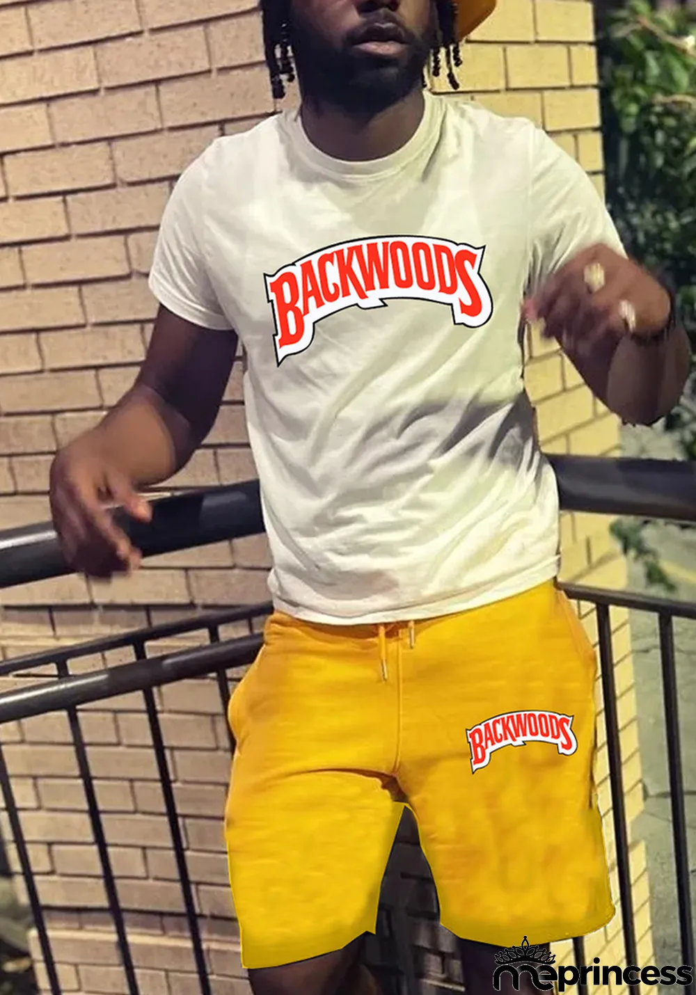 Plus Size summer backwoods print t-shirt set Casual sleeve shorts two-piece set