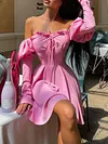 Sexy Solid Color Bandage Backless One-Shoulder Mini Dress