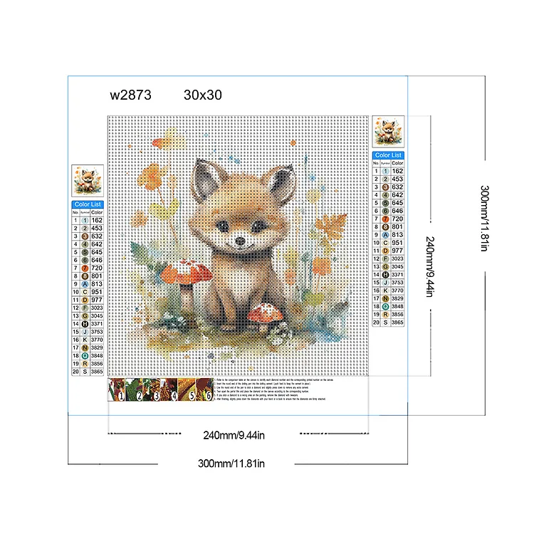 Fox 40*50cm(picture) full round drill diamond painting 4 to 12