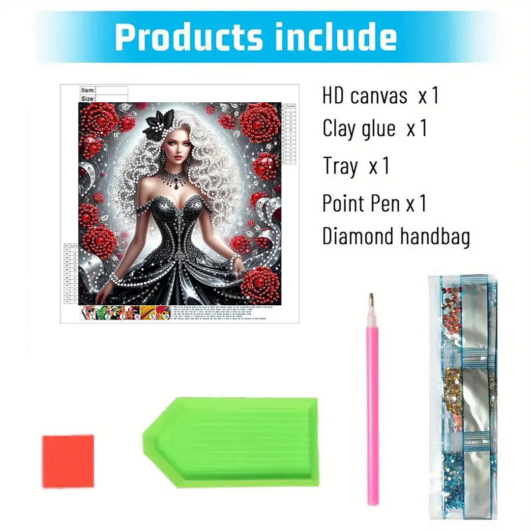Rose Beauty Special Shaped 5D DIY Partial Drill Diamond Painting Kits for Adults Beginners Home Decor Diamonds Dots Gem Art Kits 11.81x11.81inch