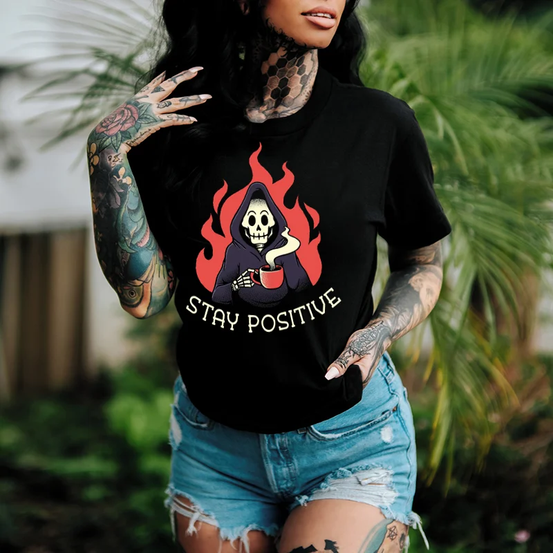 Stay Positive Printed Women's T-shirt -  