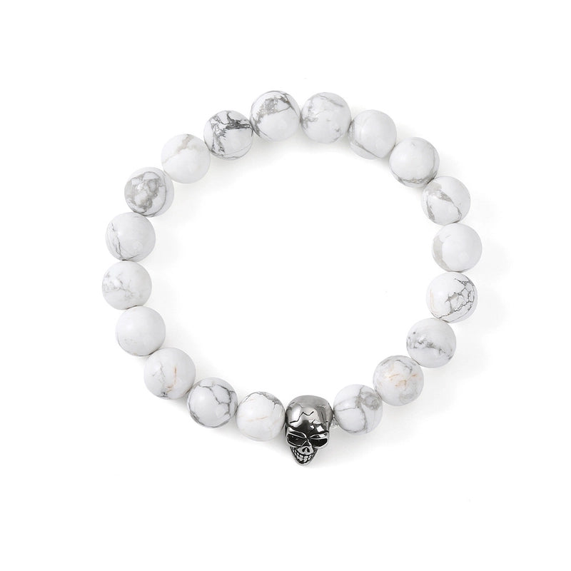 Hip-Hop Skull Agate Beaded Halloween Unisex Bracelets