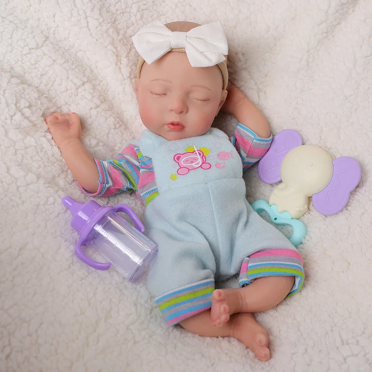 Babeside Lola 12" Full Silicone Reborn Baby Doll Infant Cute Sleeping Girl Bear