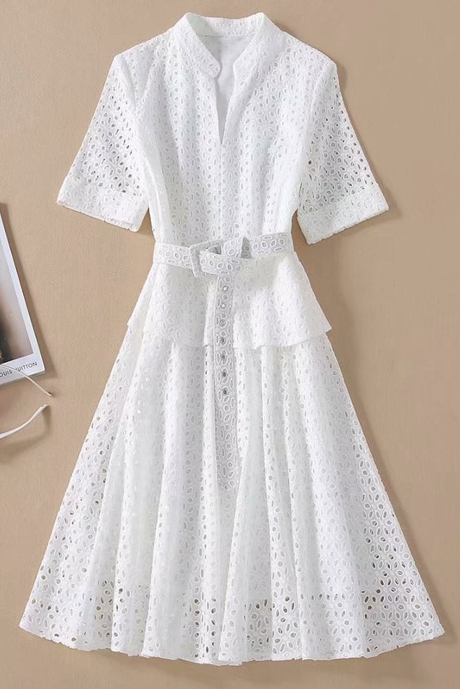 Kate Middleton White Hollow Out Dress - Life is Beautiful for You - SheChoic