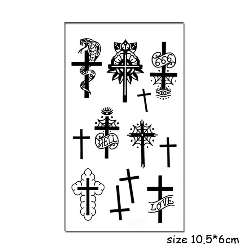 Temporary Tattoo Stickers Sexy Cross English Alphabet Line Fake Tatto Waterproof Tatoo Hand Leg Belly Small Size for Women Men