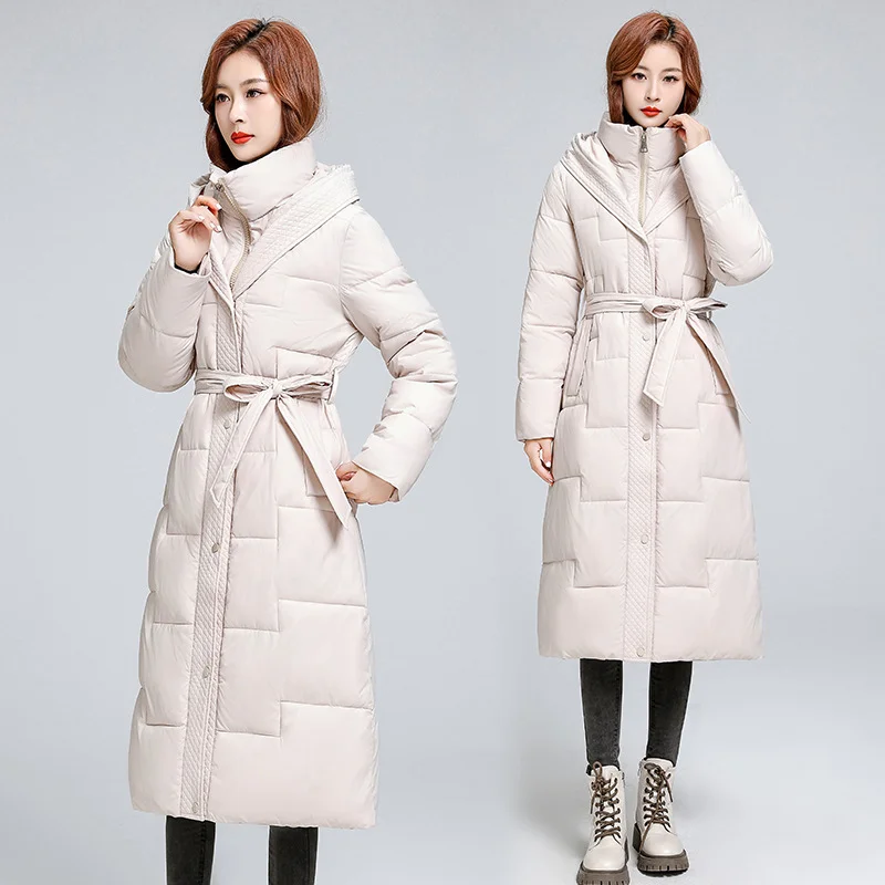 Woherb Large Size 2024 Winter Women Thickened Over The Knee Long Cotton-Padded Clothes Female Waist Slim Show Thin Senior Sense Coat-Outfit Ideas