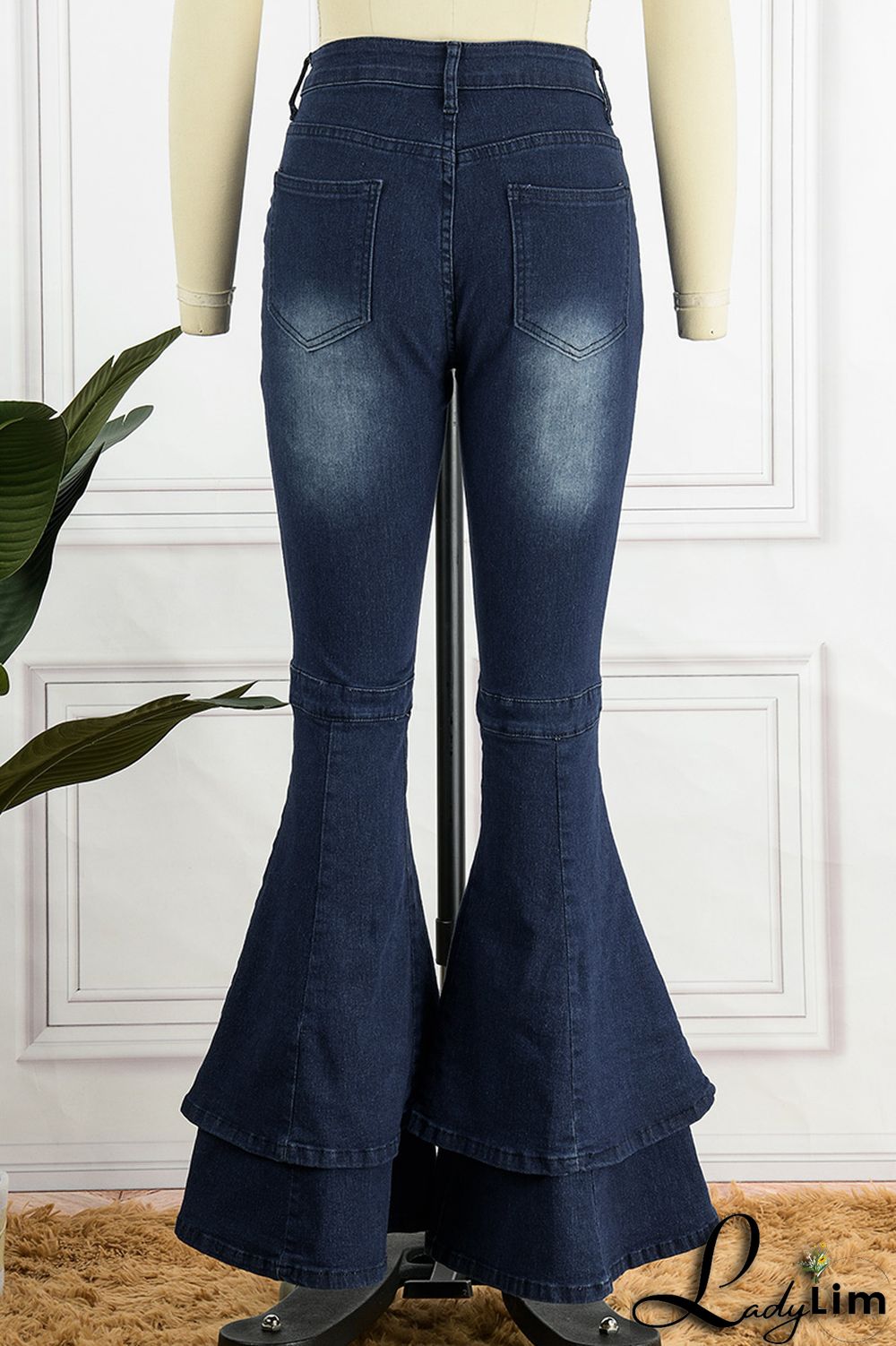 Black Street Solid Patchwork Plus Size Jeans