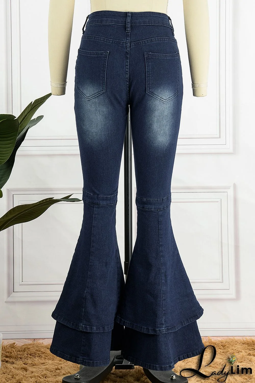 Black Street Solid Patchwork Plus Size Jeans