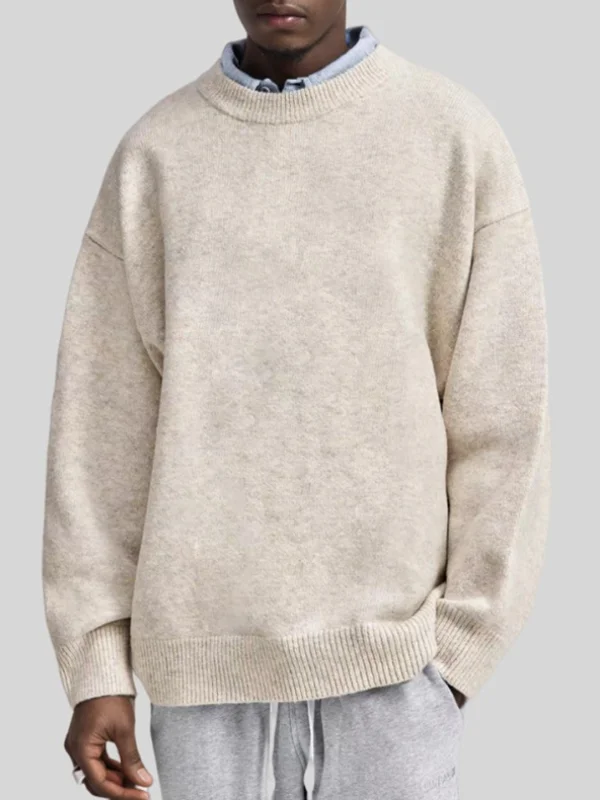 Men's Casual Solid Color Round Neck Long Sleeve Loose Sweater