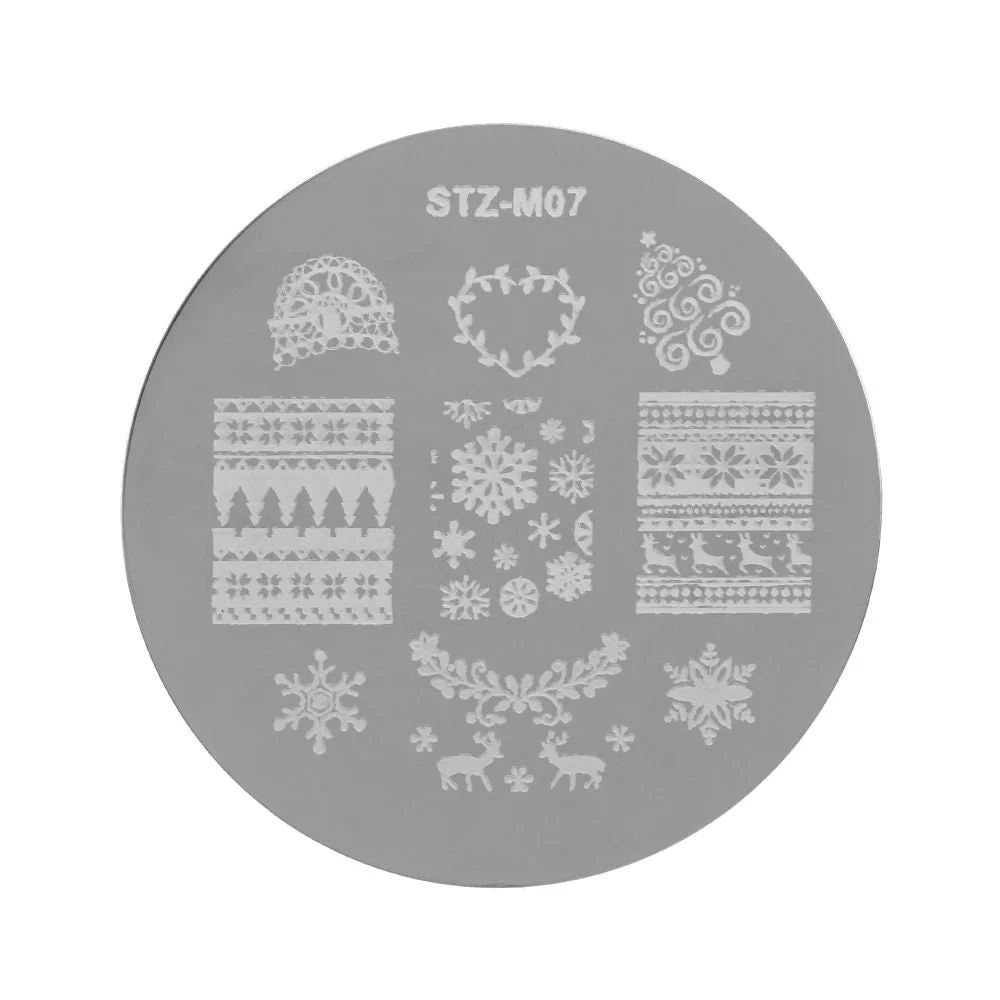 Christmas Nail Stamping Plates Polish Templates Snowflake Winter Design Stencils Molds Manicure Nail Stamp Tools Manicure Tools-Nail Inspo