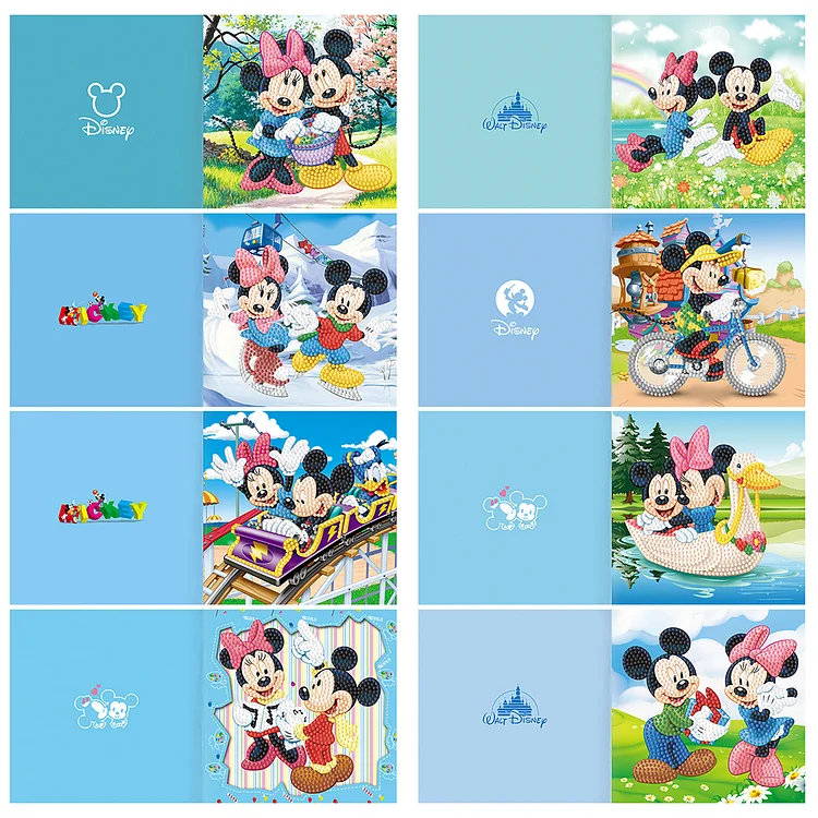 8pcs Mickey Mouse Diamond Painting Greeting Card Includes Envelope DIY Postcards gbfke