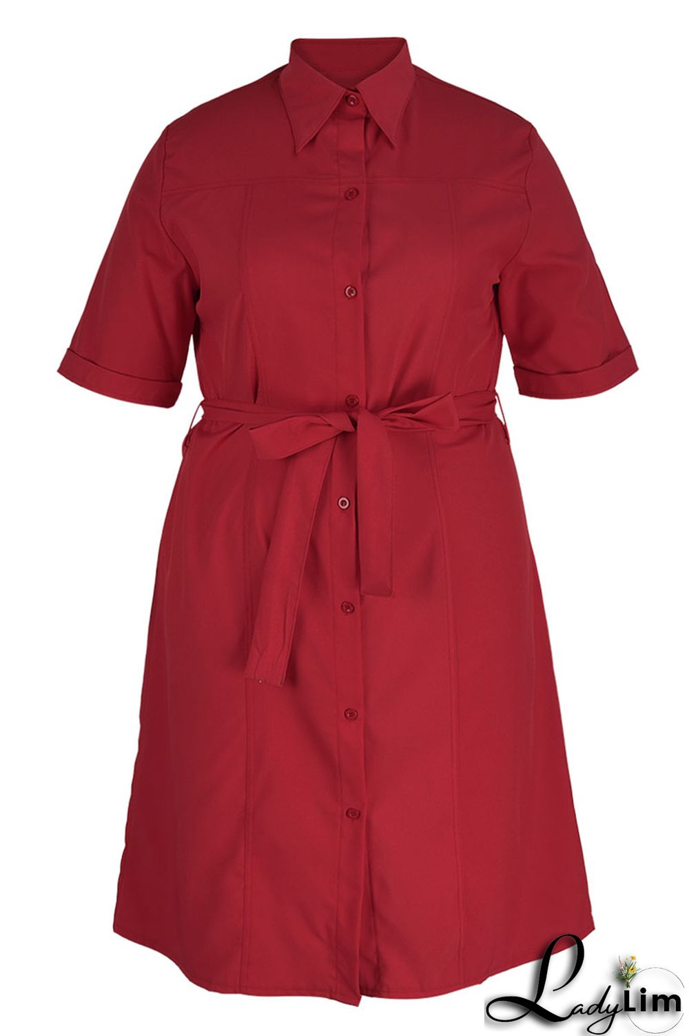 Black Casual Solid Patchwork Buckle Turndown Collar Straight Plus Size Dresses