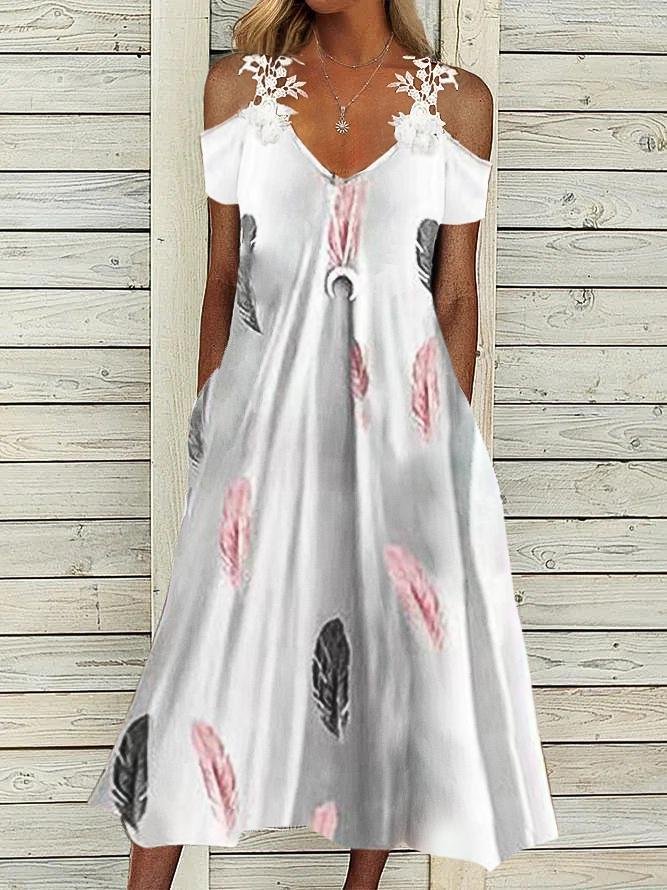 Lace Short Sleeves A-line Holiday Dress、shopify、sdecorshop
