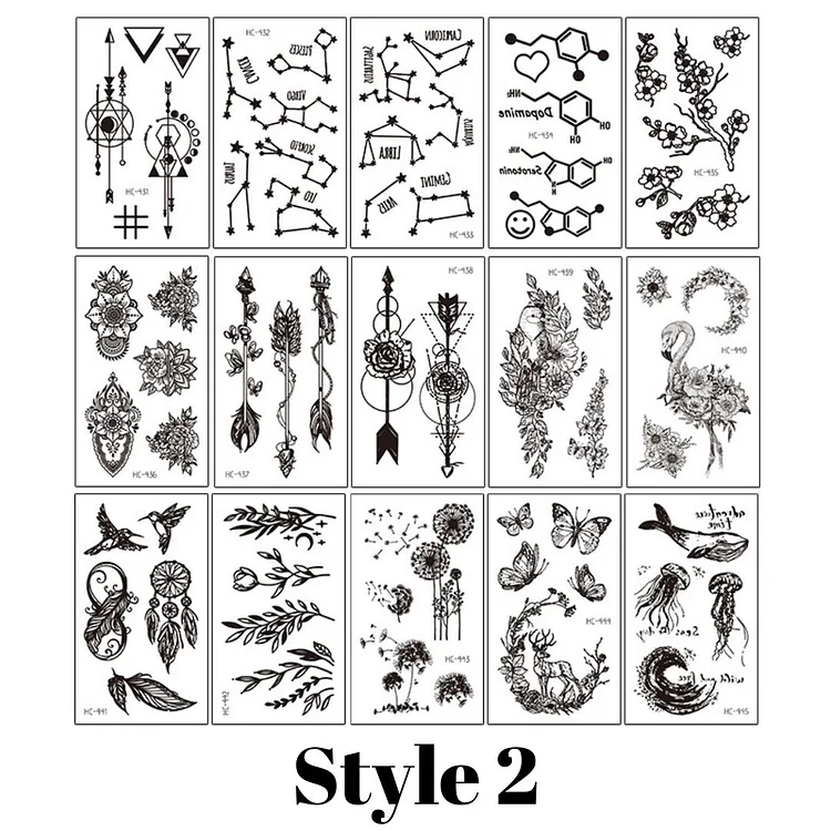 15 Sheets Small hand finger Temporary Tattoo