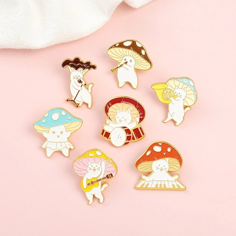 Fashion Pin Cat Mushroom Alloy Plating Unisex Brooches