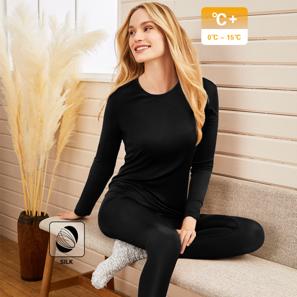 80 Silk Lightweight Thermal Underwear Set For Women REAL SILK LIFE