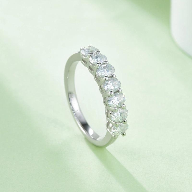 2.1 Round Brilliant 18K Gold Plated Moissanite Rings Oval Colorless(DEF) VVS1-VVS2