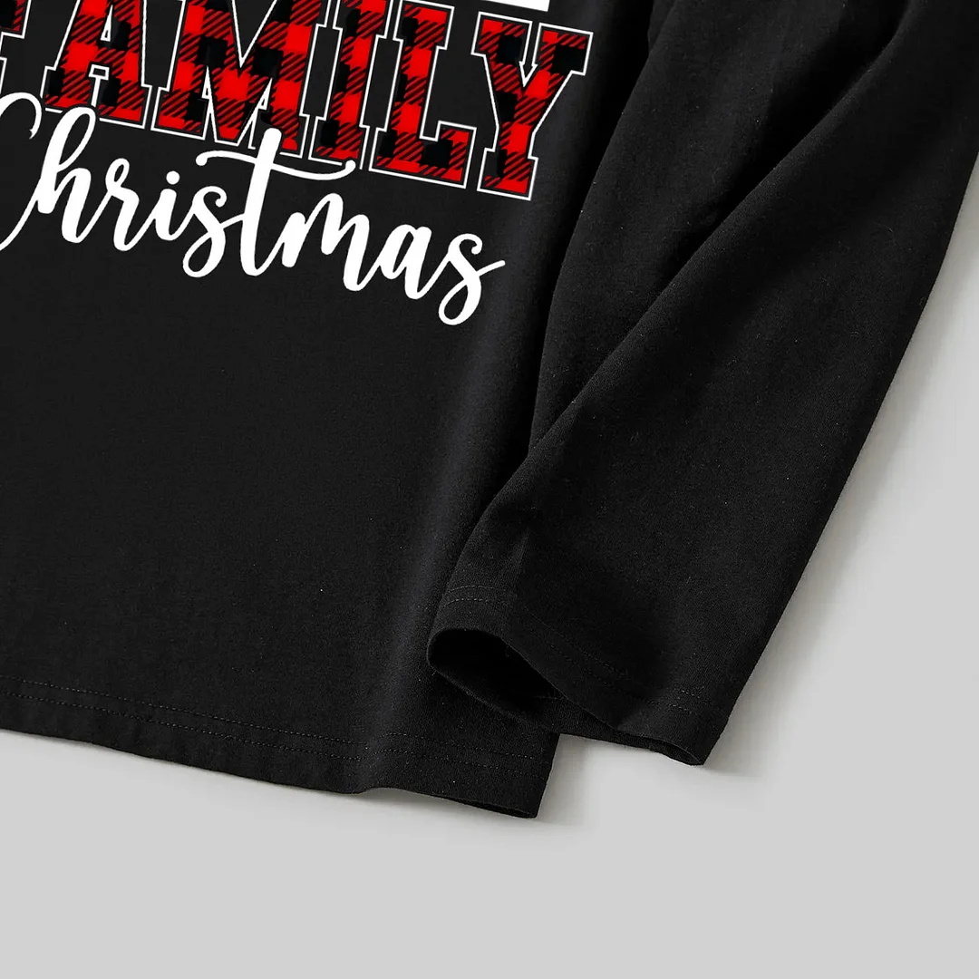 "Family Christmas 2024" Text Printed Red and White Plaid Family Matching Pajamas