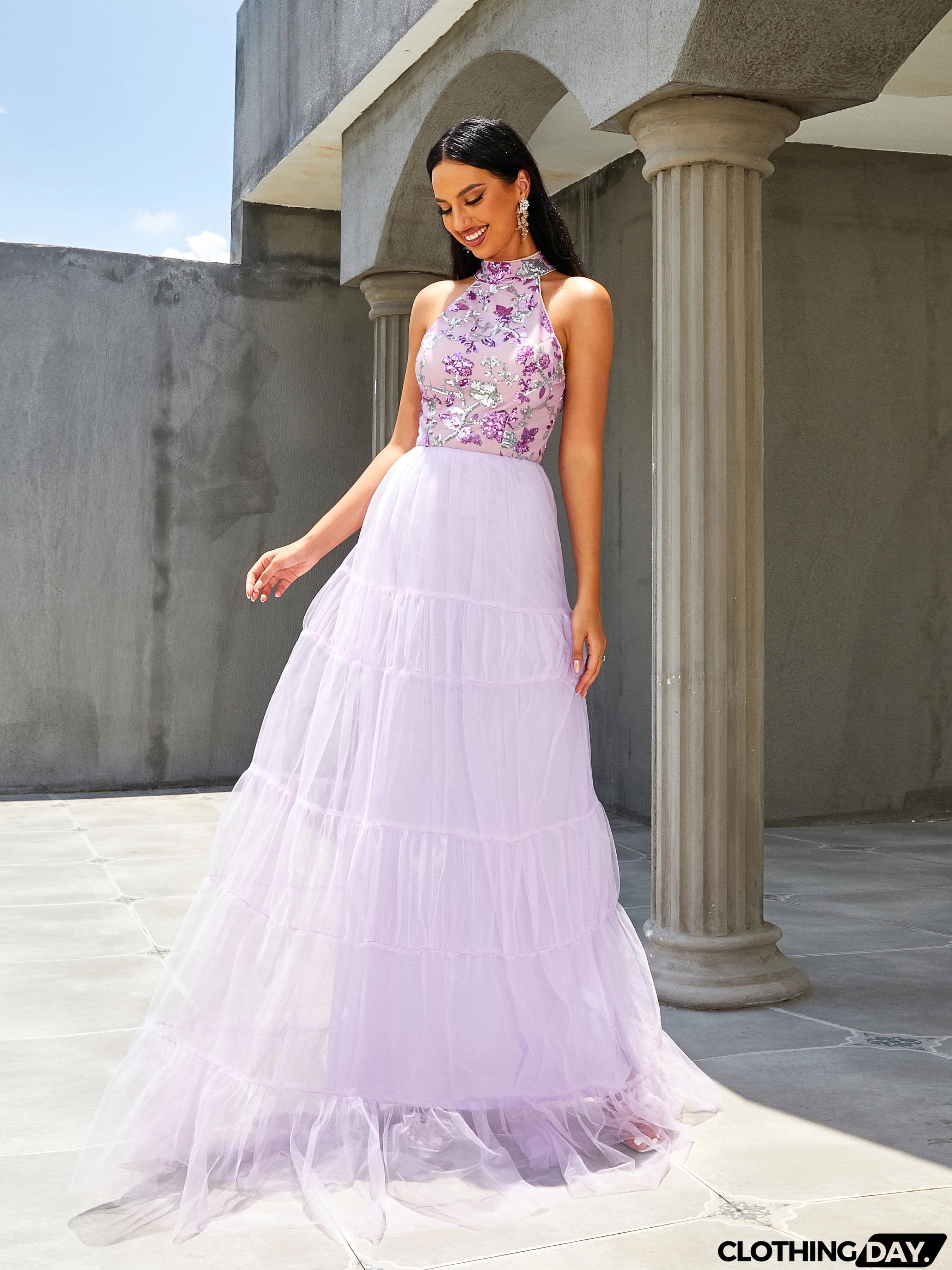 Stand Collar Mermaid A-Line Cold Shoulder Panel Evening Dress RM20469