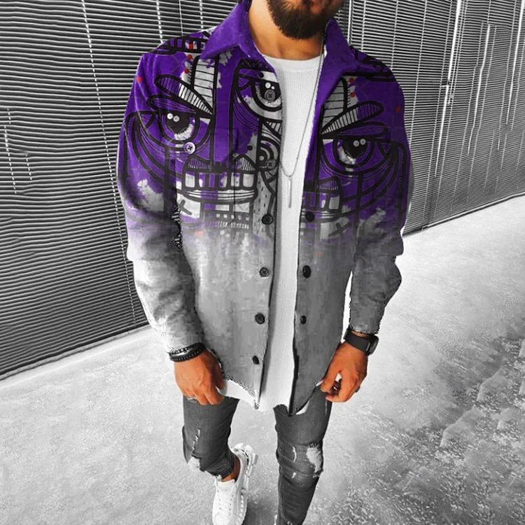 Utbros Fashion Men's Gradient Abstract Shirt Jacket