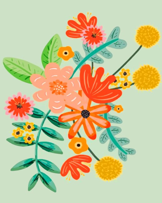 

Flowers Illustration – Paint By Numbers - 40*50CM, 501 Original