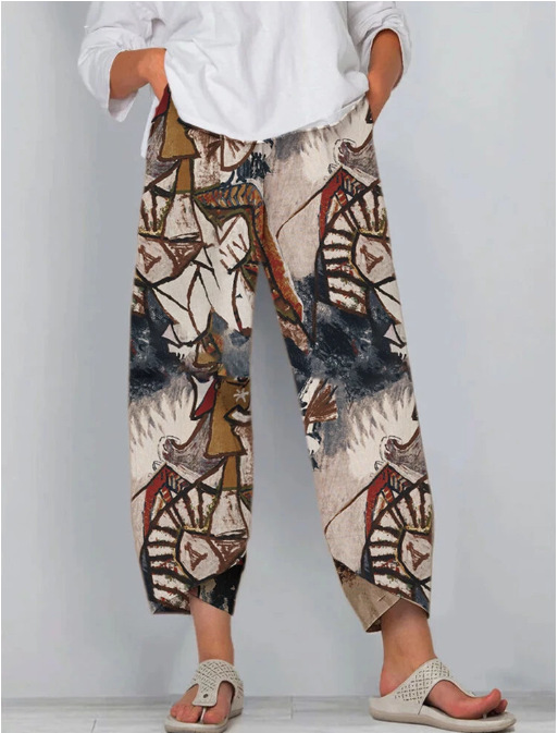 printed linen pants