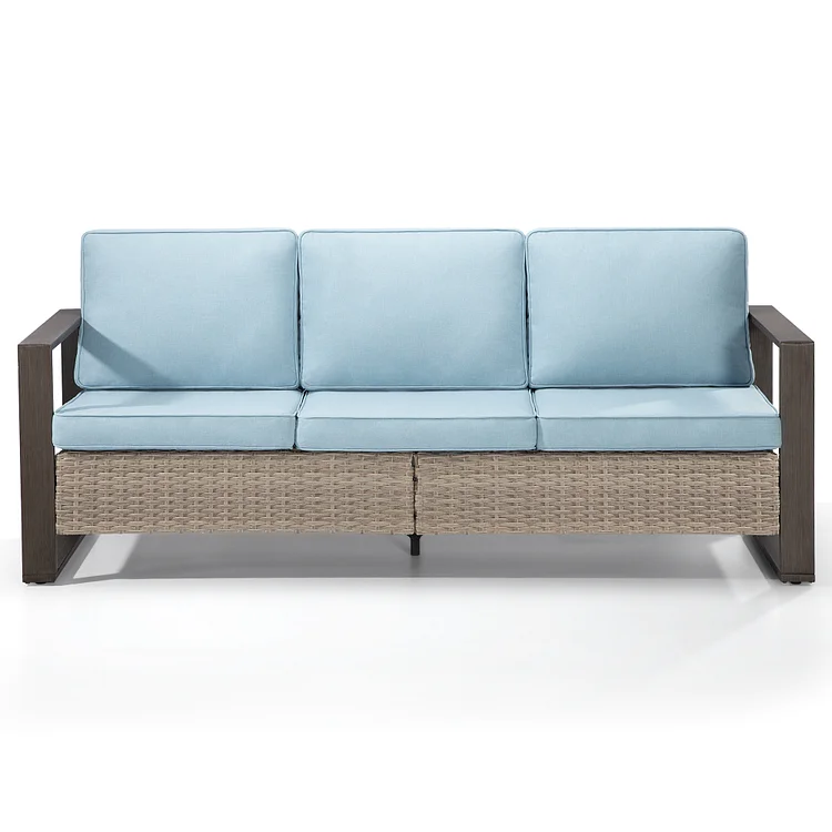 Joyside Patio Wicker Rectangular Framed 3-Seat Sofa