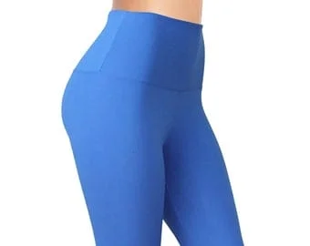 Pornhint Royal Blue Solid Legging, Ultra Soft Solid 5" High Waisted Ankle Legging, One Size and Plus Size, Popular Leggings, Gift For Her