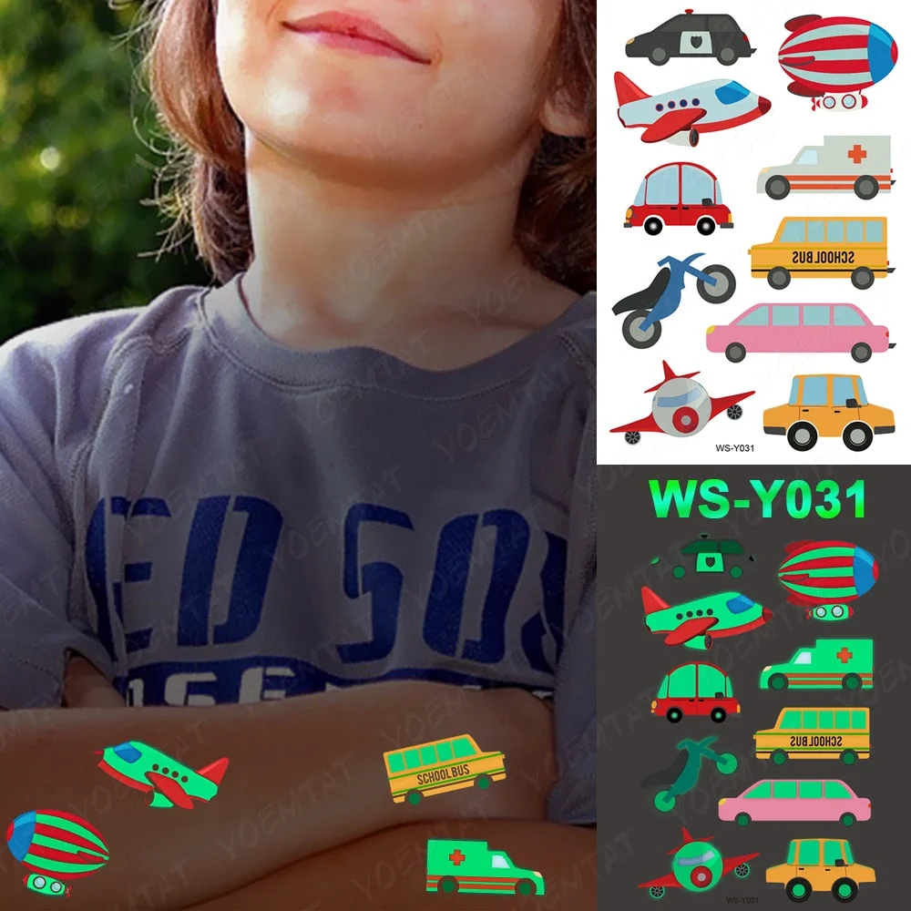 Luminous Glitter Tattoo Stickers Space Universe Children Temporary Waterproof Alien Tatto Body Art Cute Kid Cartoon Fake Tatoo