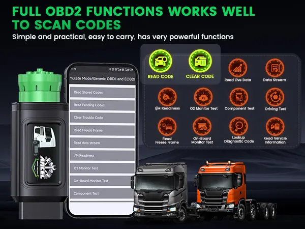 Product Introduction of ANCEL HD200 Bluetooth Heavy Duty Truck Scanner All System Diesel Diagnostic Tool HDOBD & OBD2 Code Reader （Speed Limit Reset only for for Cummins & Caterpillar Engines） Lifetime Free Updates 13