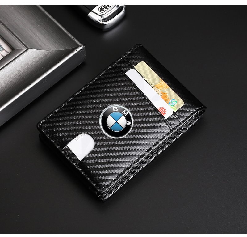 Cartera de cuero de fibra de carbono BMW