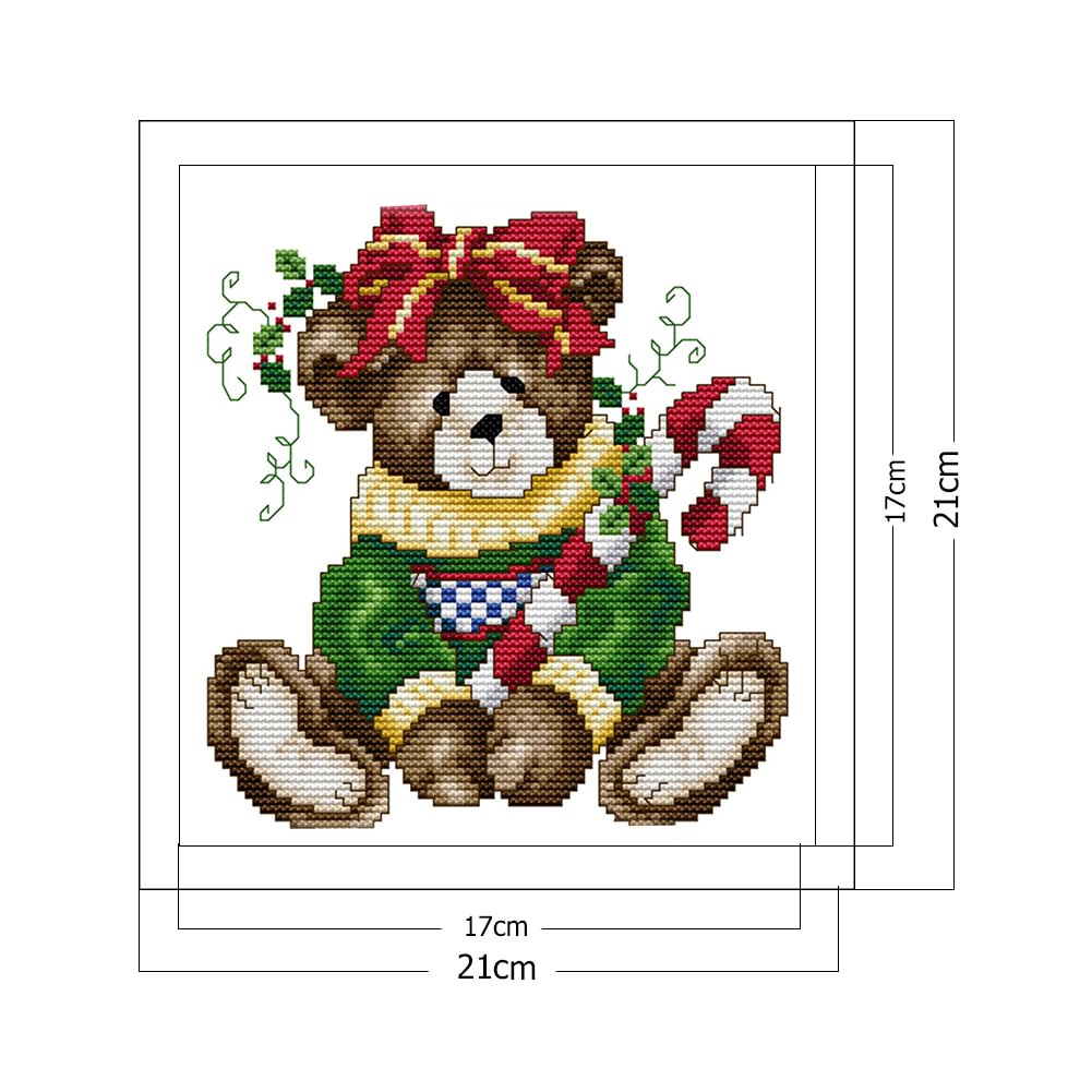 Teddy Bear14CT Stamped Cross Stitch Kit(21*21cm)