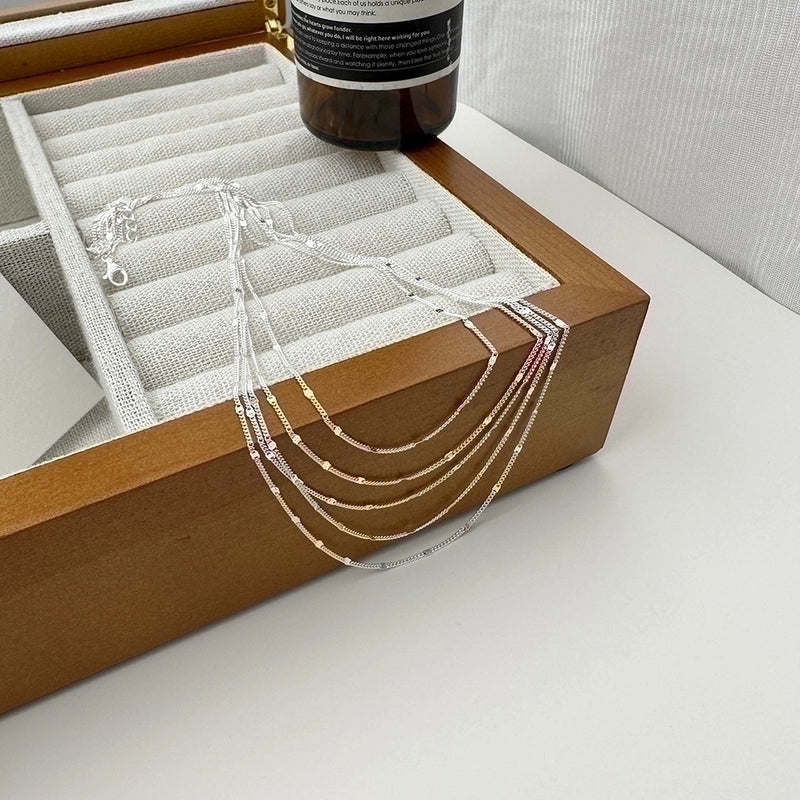 925 Sterling Silver Plating Chain Solid Color Necklace