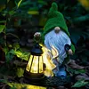 Flocked Gnome Statue with Solar Light Outdoor Gnome Decoration for Outdoor Decor