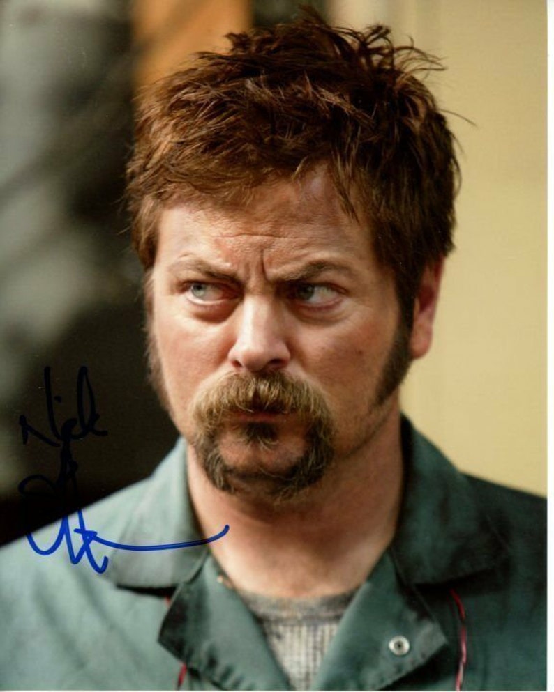 Nick offerman signed autographed rob american body shop Photo Poster painting