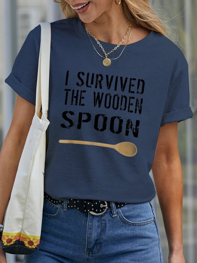 I Survived An Lrish Mother And The Wooden Spoon Crew Neck Casual Shirts & Tops socialshop