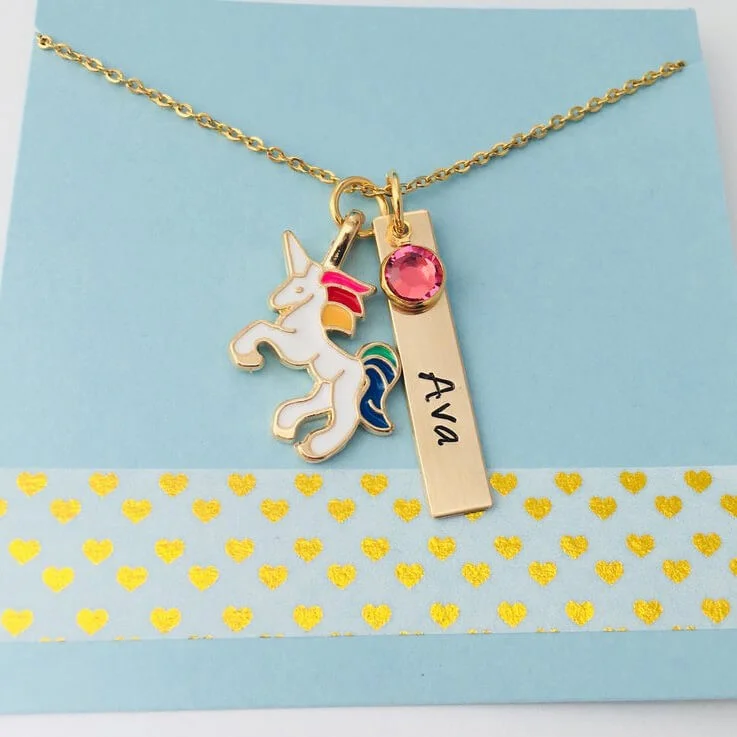 Personalized Unicorn Name Necklace Gift For Girlfriend And Kids