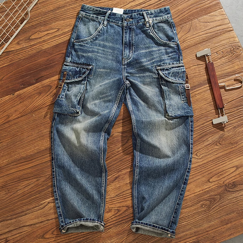 Men's Heavyweight Workwear Multi-Pocket Straight Leg Jeans