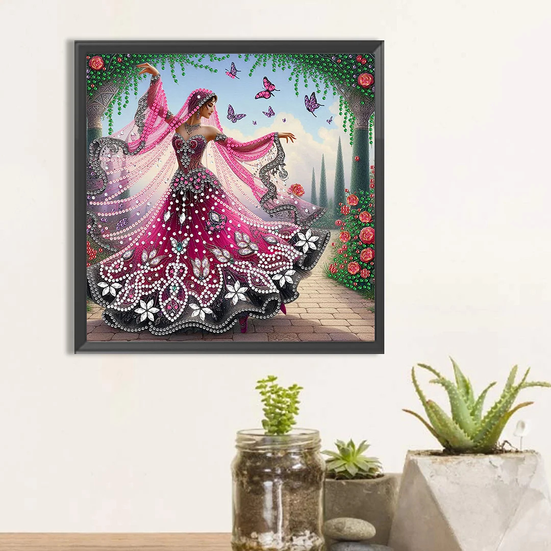 Dancing Beauty - Diamond Painting - Partial Special Shaped Drill(Canvas|30*30cm)