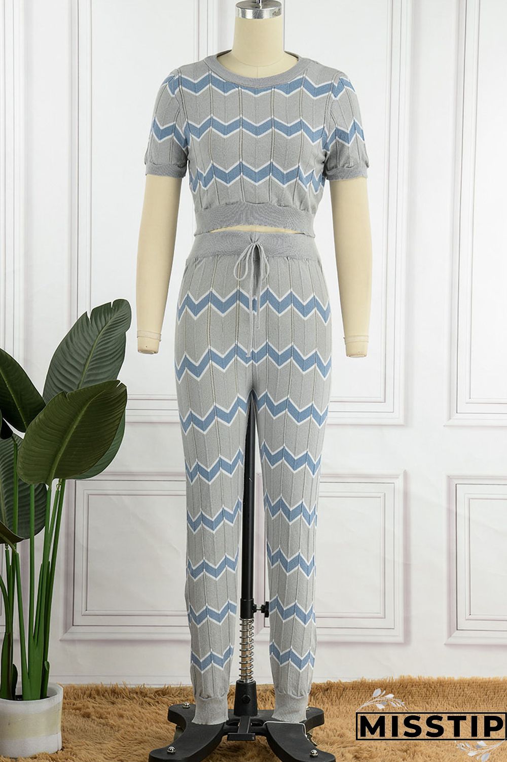 Pink Casual Patchwork O Neck Short Sleeve Two Pieces