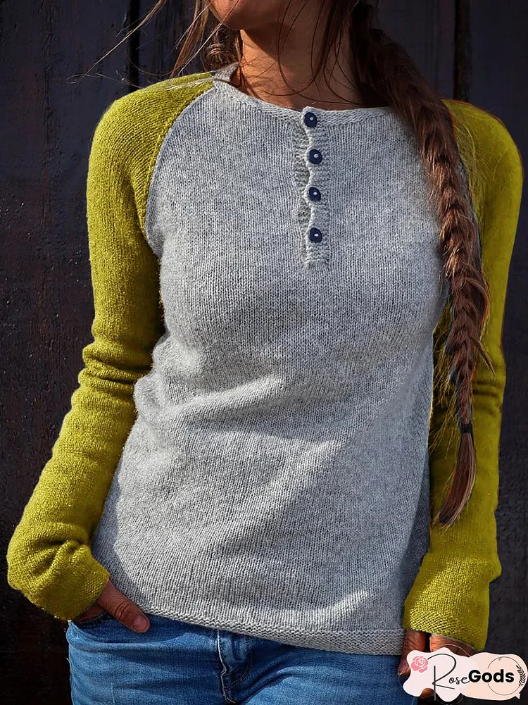 Color Block Button Down Sweater