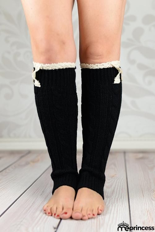 Lace Rim Braided Leg Warmers Lace Rim