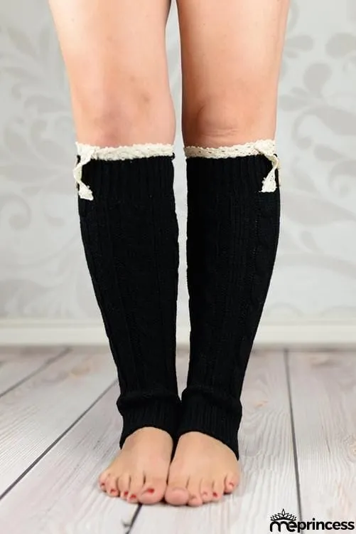 Lace Rim Braided Leg Warmers Lace Rim
